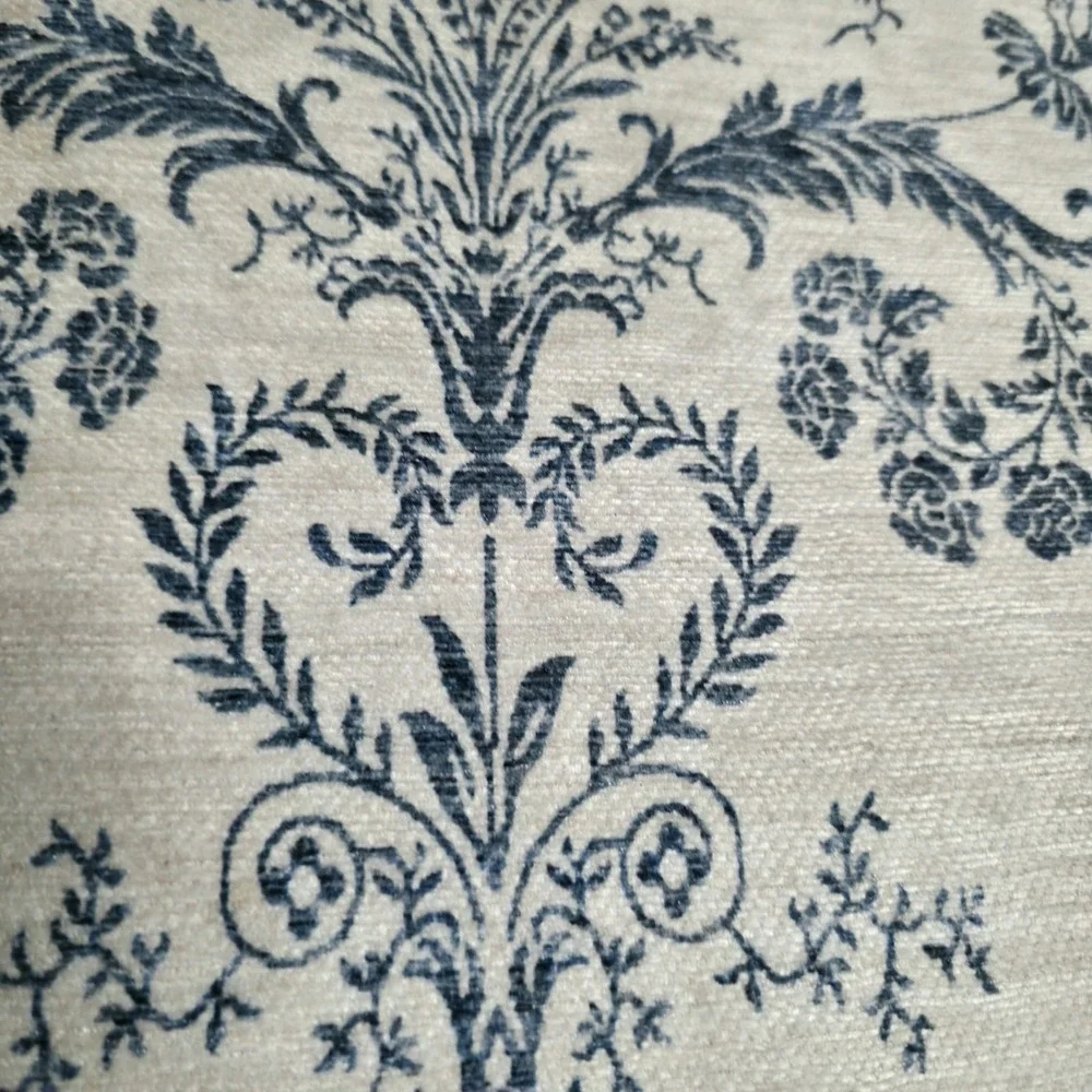 Laura Ashley Aure Blue Beige Floral Border Area Rug Machine Washable 44x25